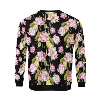 Water Lily Pattern Print Design WL06 Men Long Sleeve Sweatshirt
