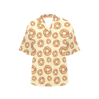 Bagel Pattern Print Design 03 Women's Hawaiian Shirt