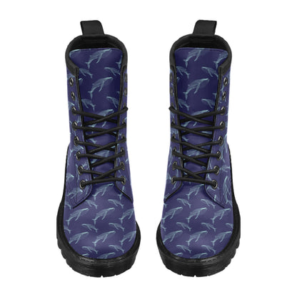 Blue Whale Print Design LKS402 Women's Boots