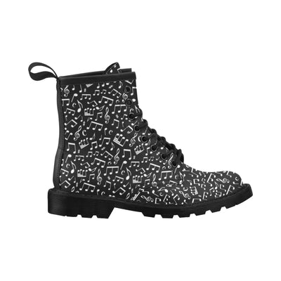 Music Note Black white Themed Print Women's Boots