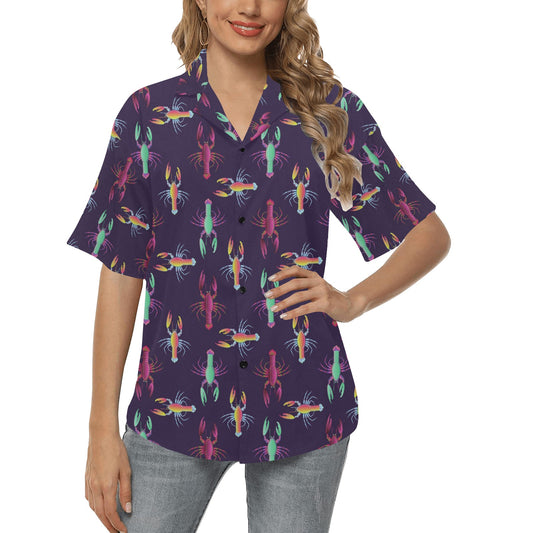 Lobster Print Design LKS402 Women's Hawaiian Shirt