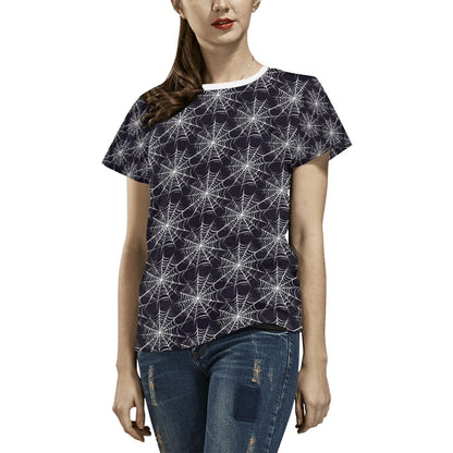 Spider Web Print Design LKS303 Women's  T-shirt
