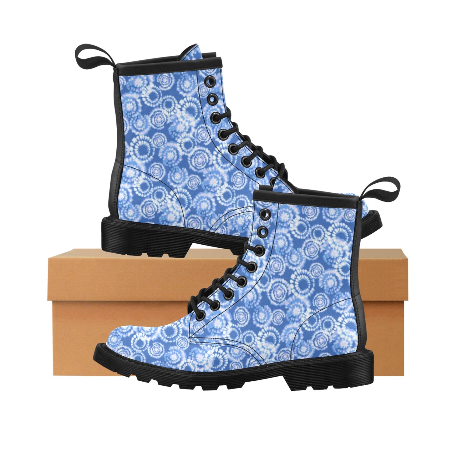 Tie Dye Blue Design Print Women's Boots
