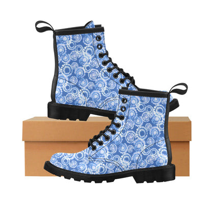 Tie Dye Blue Design Print Women's Boots