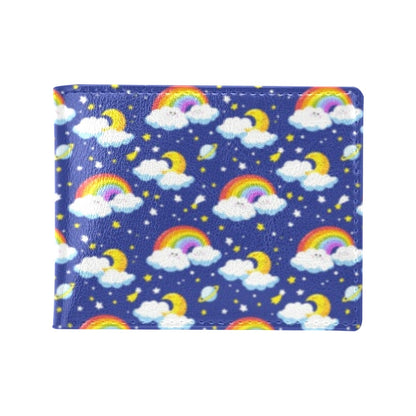 Rainbow Space Design Print Men's ID Card Wallet