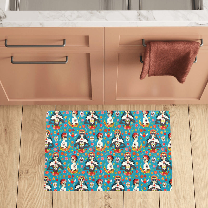 Day of the Dead Old School Girl Design Kitchen Mat