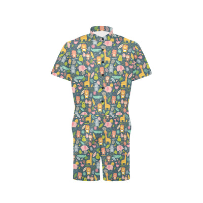 Safari Animal Cartoon Print Design LKS305 Men's Romper