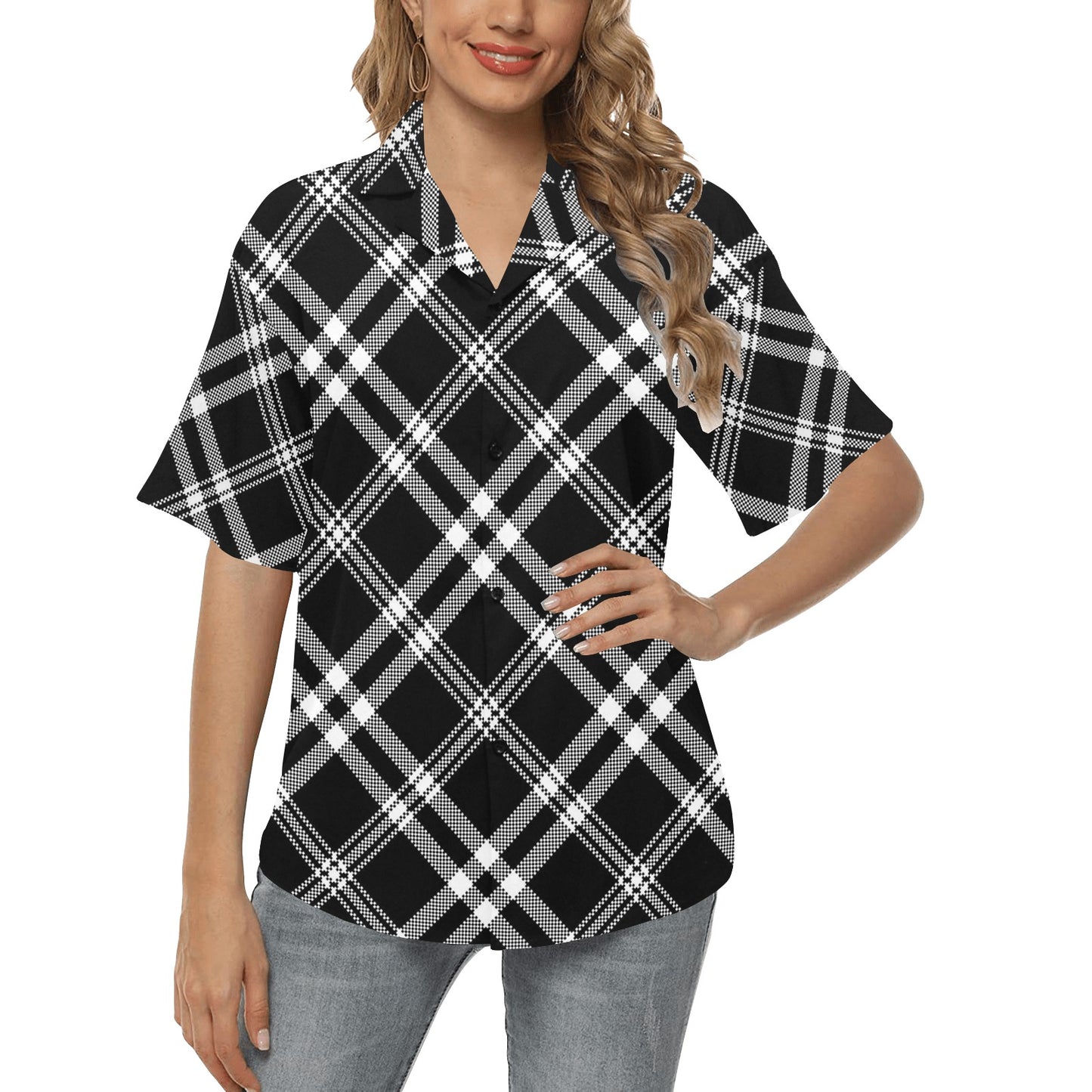 Madras Pattern Print Design 03 Women's Hawaiian Shirt
