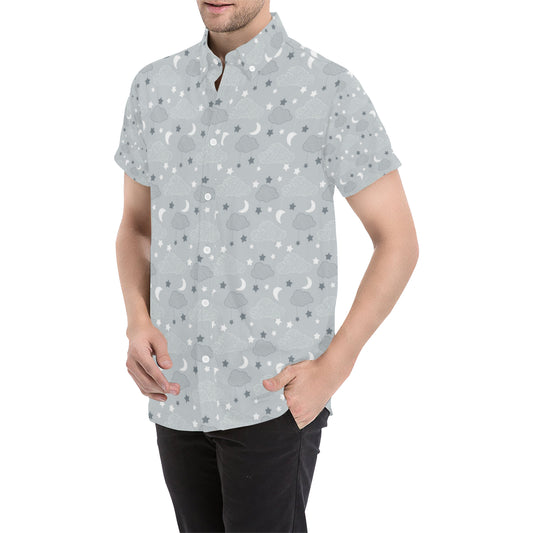 Cloud  Pattern Print Design 04 Men's Short Sleeve Button Up Shirt