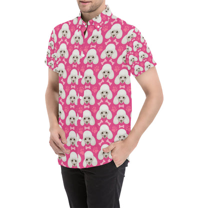 Poodle Pattern Print Design A04 Men's Short Sleeve Button Up Shirt