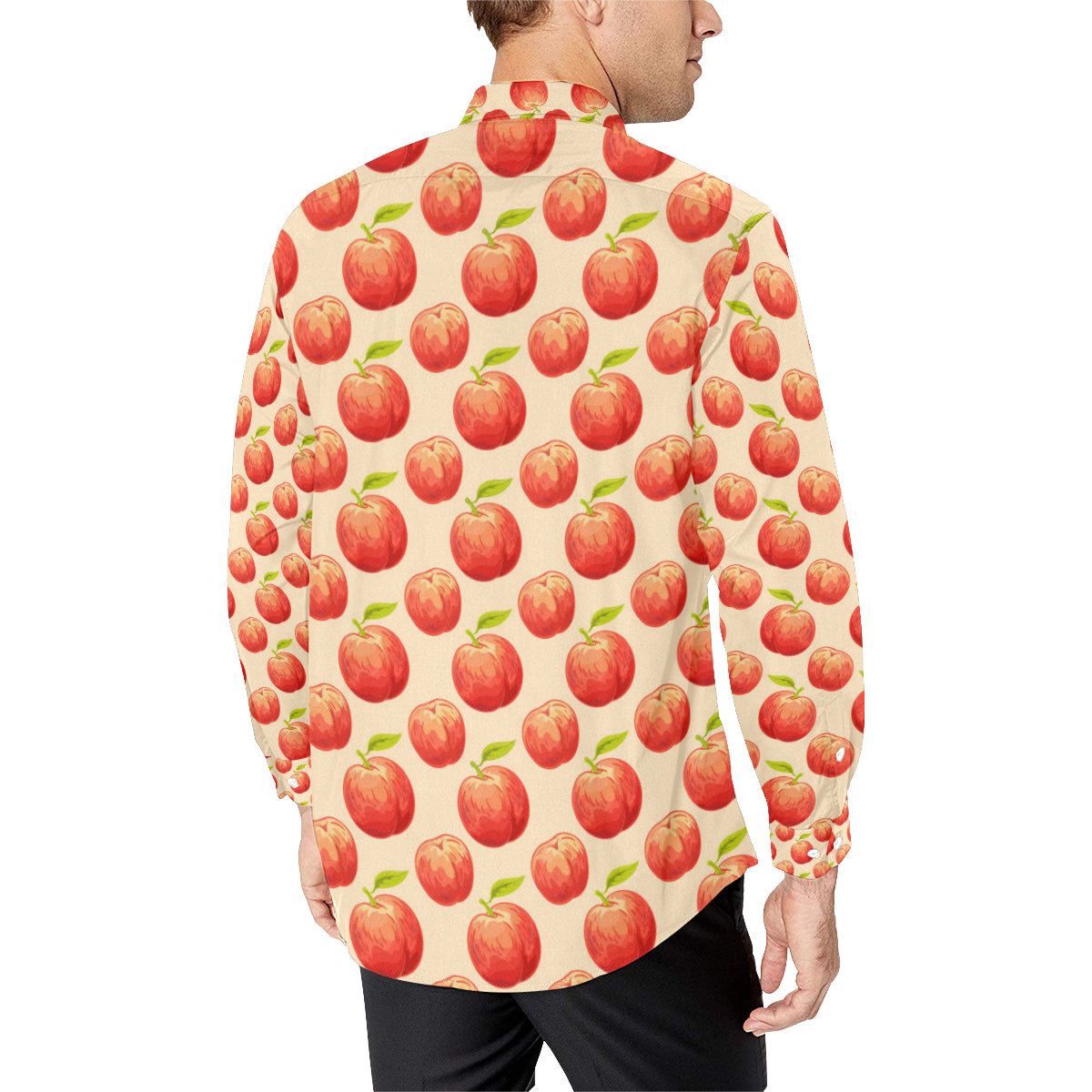 Peach Pattern Print Design A03 Men's Long Sleeve Shirt