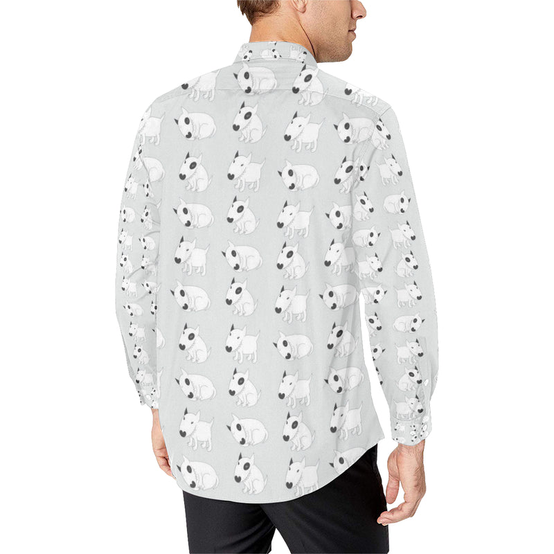 Bull Terrier hand draw Print Pattern Men's Long Sleeve Shirt