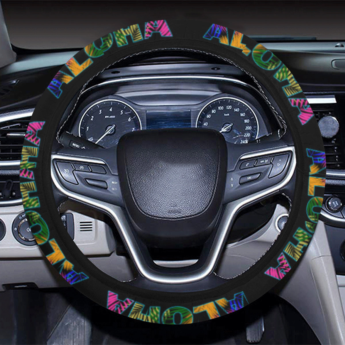 Aloha Hawaii Neon Steering Wheel Cover with Elastic Edge
