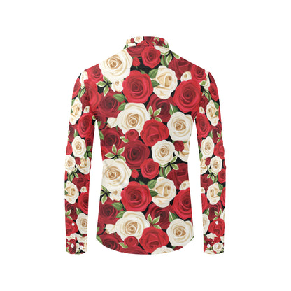 Rose Pattern Print Design RO06 Men's Long Sleeve Shirt