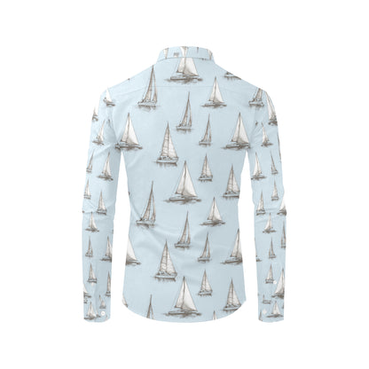 Sailing Ships Pattern Print Design A01 Men's Long Sleeve Shirt