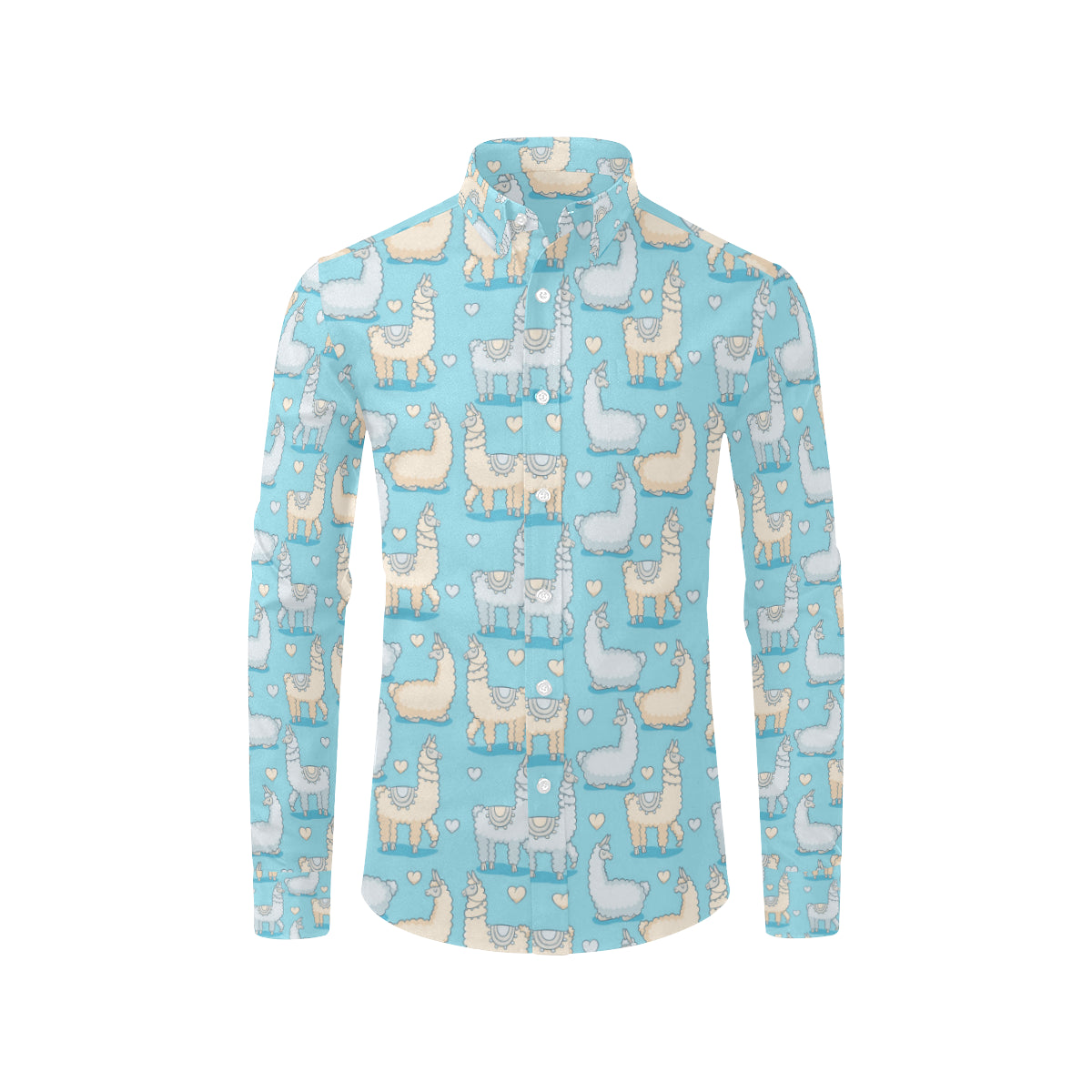 Alpaca Pattern Print Design 06 Men's Long Sleeve Shirt