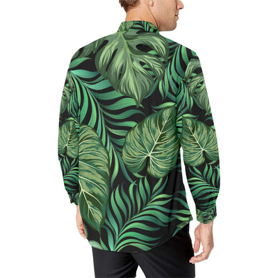 Green Fresh Tropical Palm Leaves Men's Long Sleeve Shirt