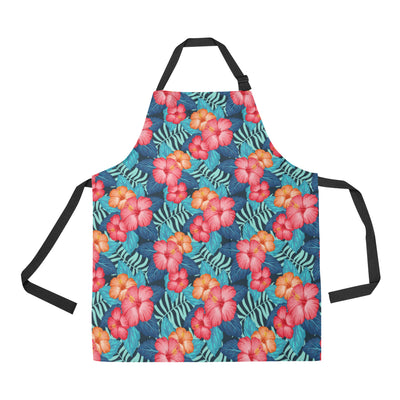 Red Hibiscus Pattern Print Design HB02 Apron with Pocket