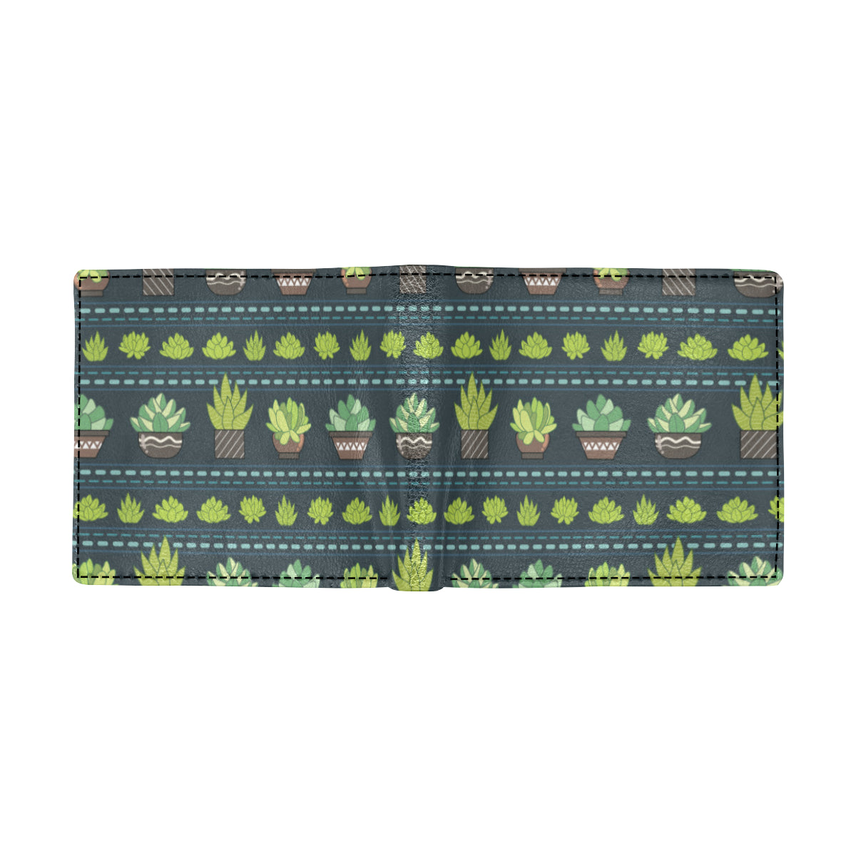 Cactus Pattern Print Design 07 Men's ID Card Wallet