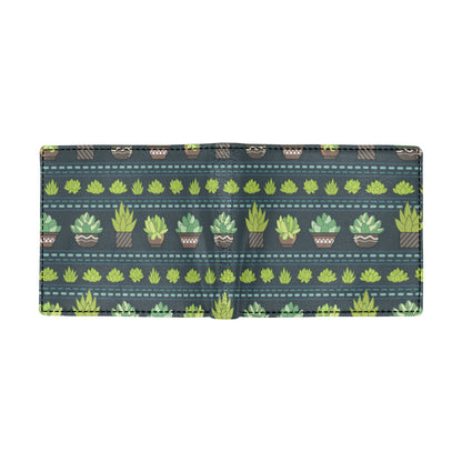 Cactus Pattern Print Design 07 Men's ID Card Wallet