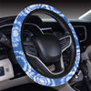 Tie Dye Blue Design Print Steering Wheel Cover with Elastic Edge