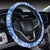 Tie Dye Blue Design Print Steering Wheel Cover with Elastic Edge