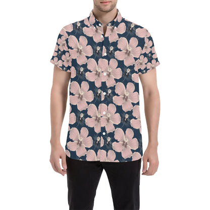 Plumeria Pattern Print Design PM018 Men's Short Sleeve Button Up Shirt
