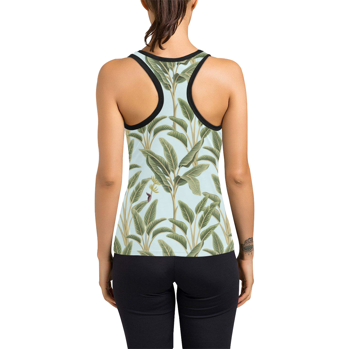 Banana Leaf Pattern Print Design BL03 Women's Racerback Tank Top