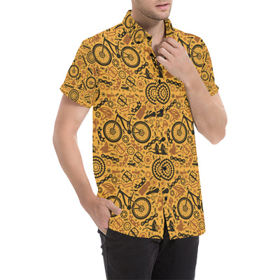Mountain bike Pattern Print Design 03 Men's Short Sleeve Button Up Shirt