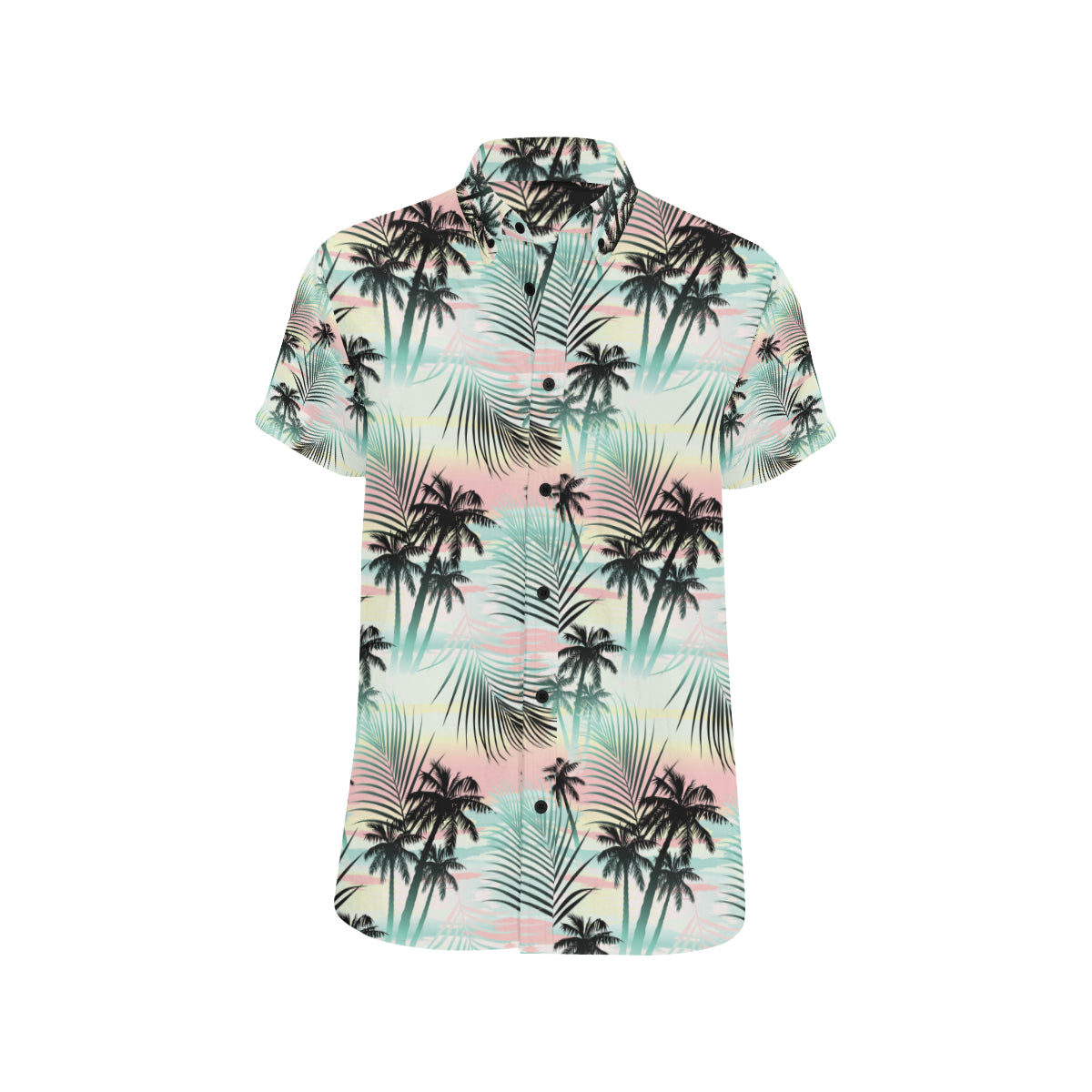 Palm Tree Pattern Print Design A03 Men's Short Sleeve Button Up Shirt