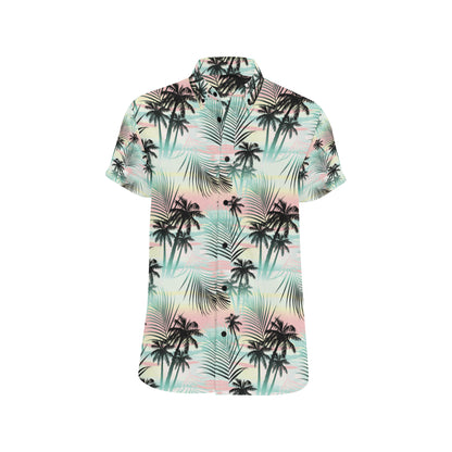Palm Tree Pattern Print Design A03 Men's Short Sleeve Button Up Shirt