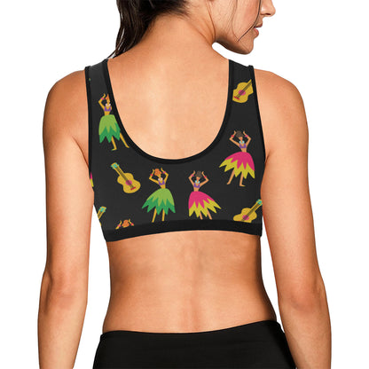 Hula Dancers Hawaiian Girl Pattern Print Design 03 Sports Bra
