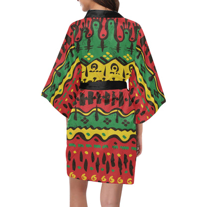 Rasta Pattern Print Design A01 Women's Short Kimono