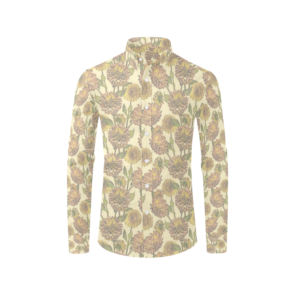 Dahlia Pattern Print Design DH09 Men's Long Sleeve Shirt
