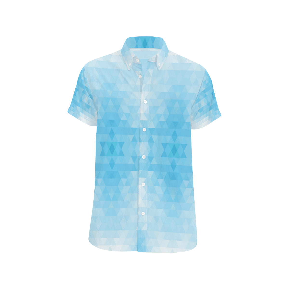 Geometric Blue Pattern Print Design 01 Men's Short Sleeve Button Up Shirt