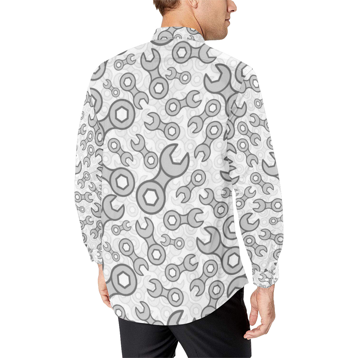 Mechanic Pattern Print Design 05 Men's Long Sleeve Shirt