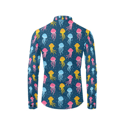 Jellyfish Pattern Print Design 04 Men's Long Sleeve Shirt