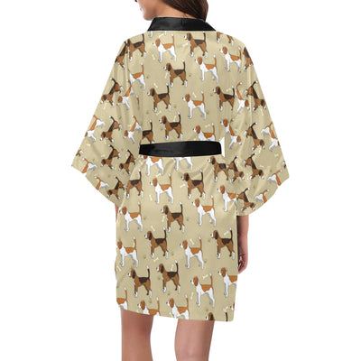 Beagle Pattern Print Design 01 Women's Short Kimono