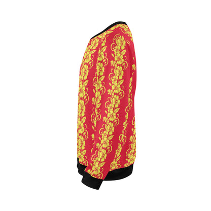 Orange Hibiscus Pattern Print Design HB018 Men Long Sleeve Sweatshirt