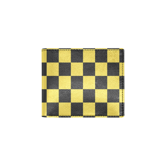 Checkered Yellow Pattern Print Design 03 Men's ID Card Wallet