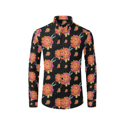 Marigold Pattern Print Design 01 Men's Long Sleeve Shirt