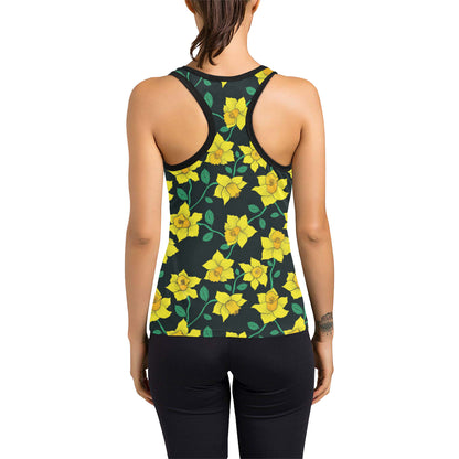 Daffodils Pattern Print Design DF03 Women's Racerback Tank Top