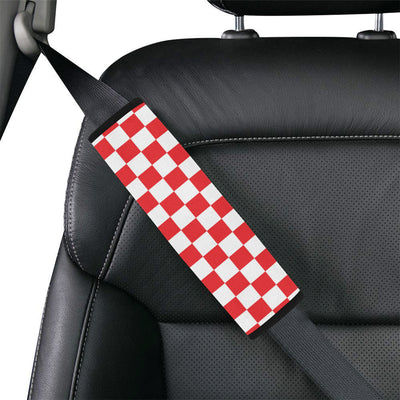 Checkered Red Pattern Print Design 04 Car Seat Belt Cover