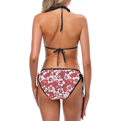 Red Hibiscus Pattern Print Design HB01 Bikini