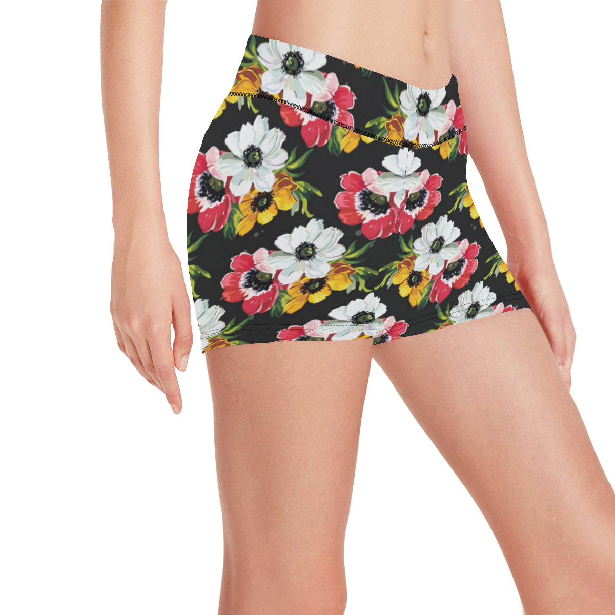 Anemone Pattern Print Design AM07 Yoga Shorts