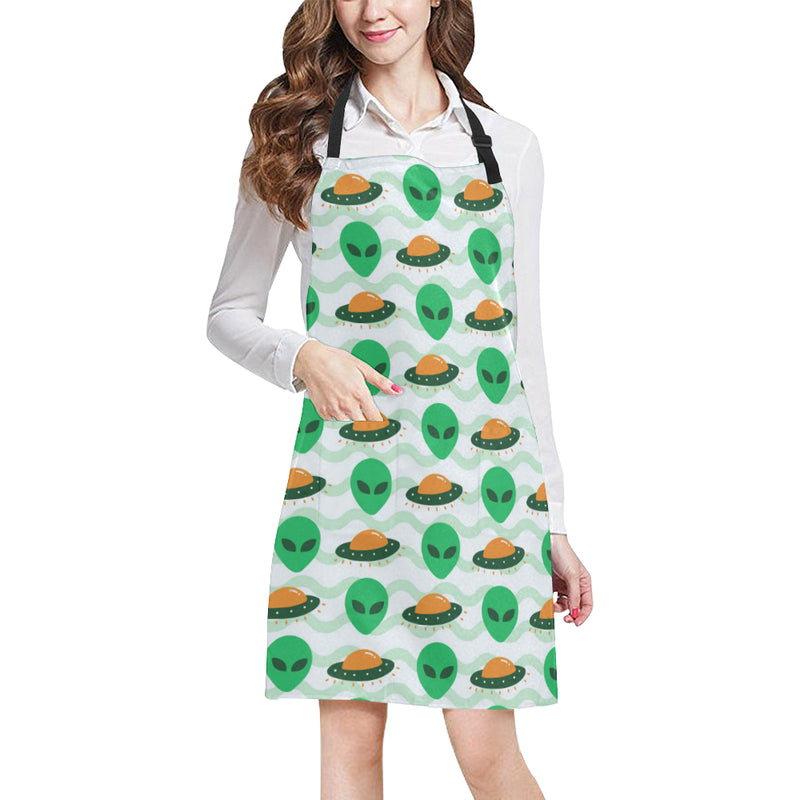 Alien UFO Pattern Print Design 04 Apron with Pocket