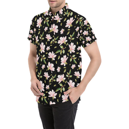Magnolia Pattern Print Design MAG01 Men's Short Sleeve Button Up Shirt