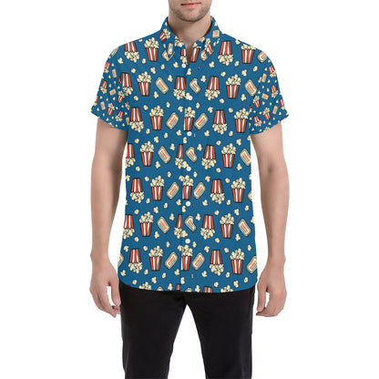 Popcorn Pattern Print Design A03 Men's Short Sleeve Button Up Shirt