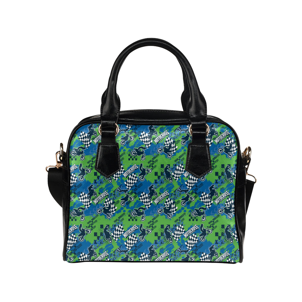 Motocross Pattern Print Design 04 Shoulder Handbag