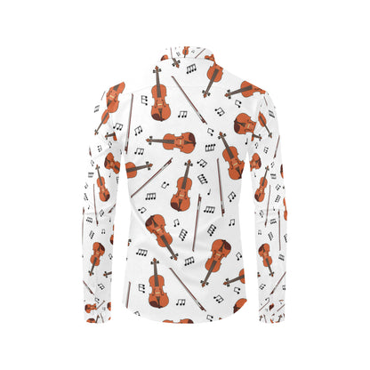 Violin Pattern Print Design 02 Men's Long Sleeve Shirt